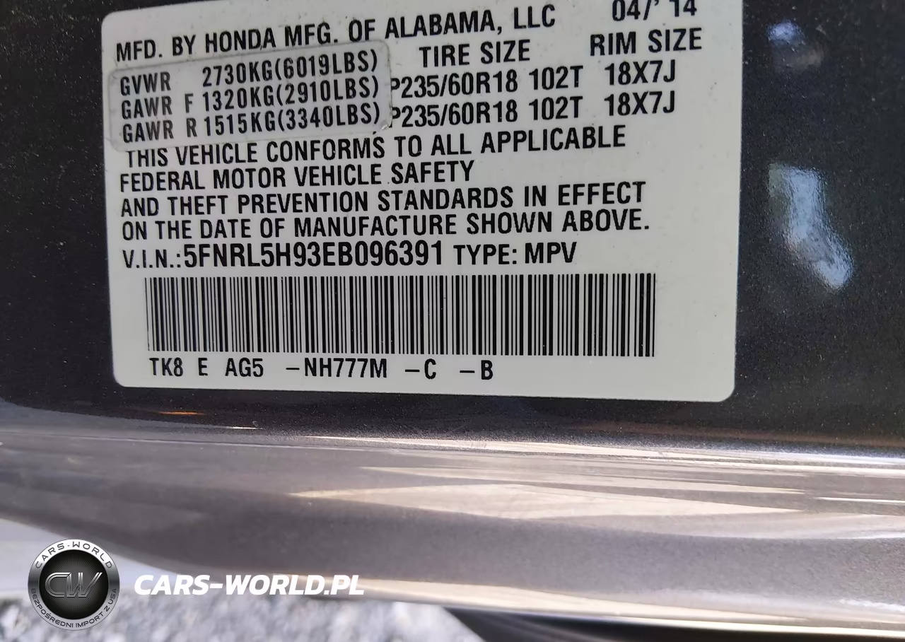 2014 Honda Odyssey Touring-Touring Elite VIN:5FNRL5H93EB096391 - 9