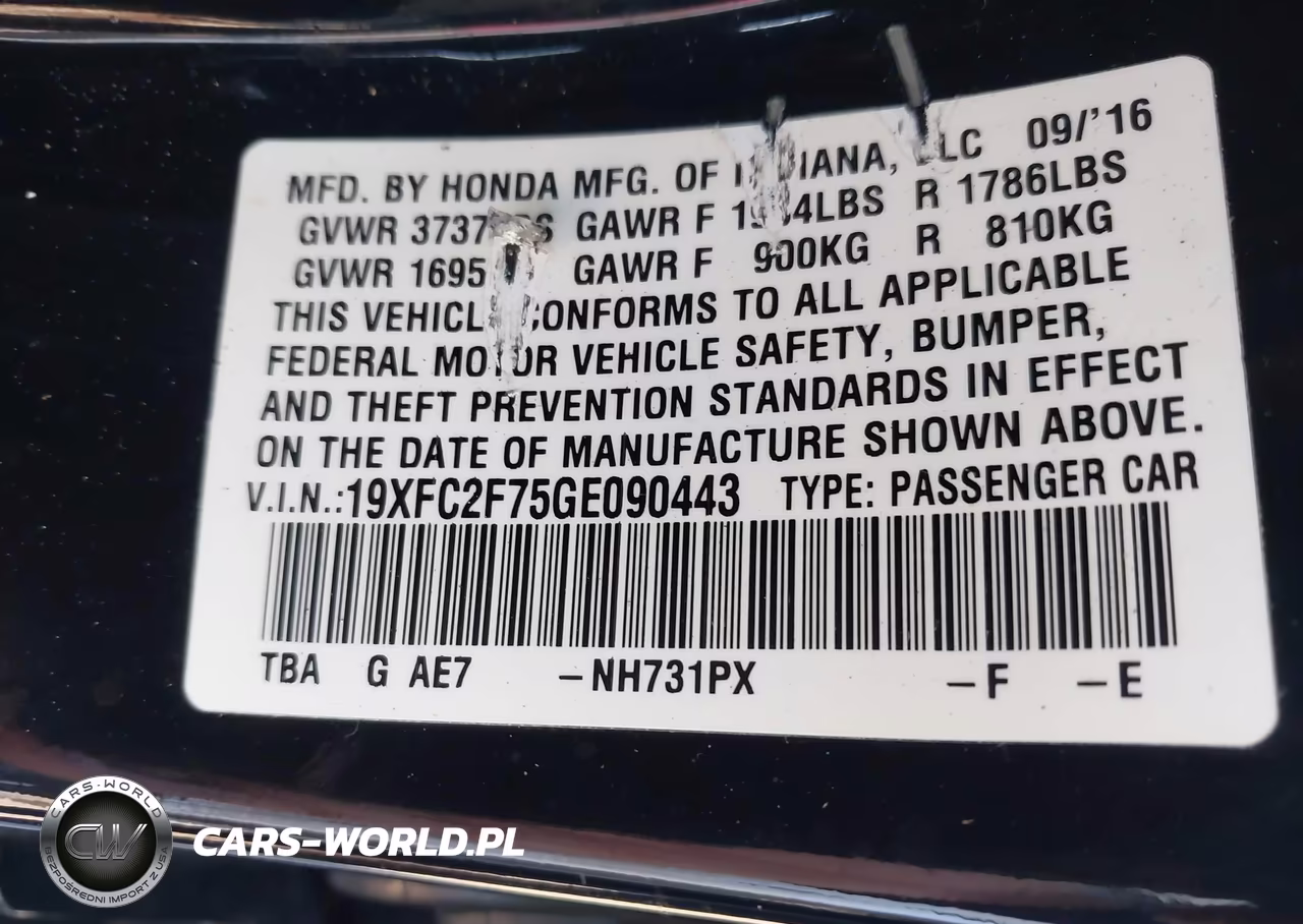 2016 Honda Civic Ex VIN:19XFC2F75GE090443 - 9