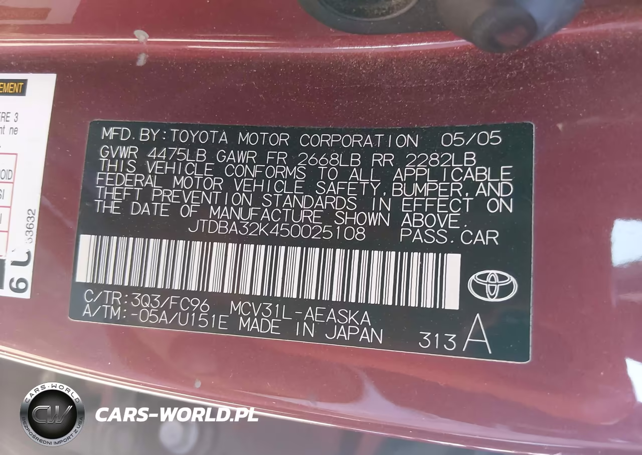 2005 Toyota Camry Se V6 VIN:JTDBA32K450025108 - 9