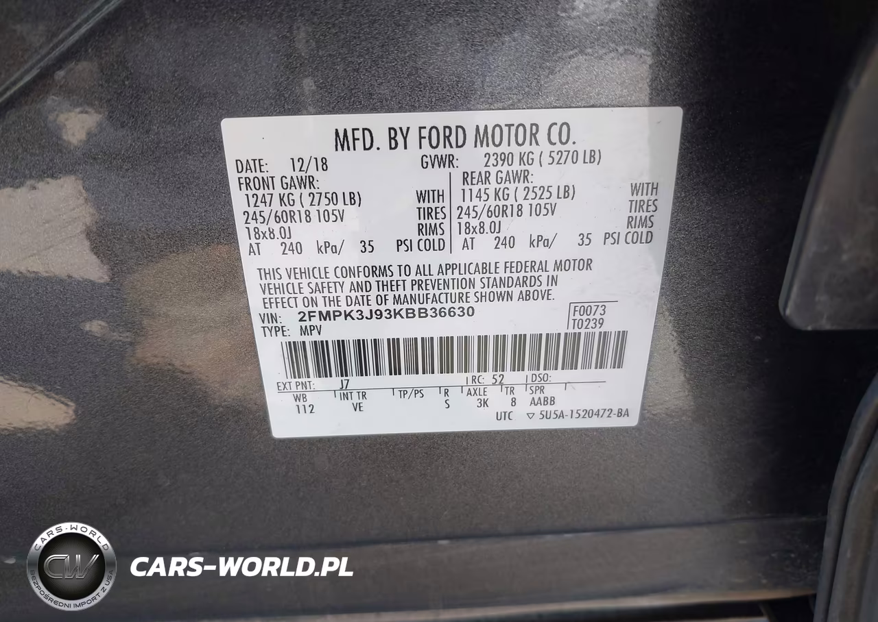 2019 Ford Edge Sel VIN:2FMPK3J93KBB36630 - 9
