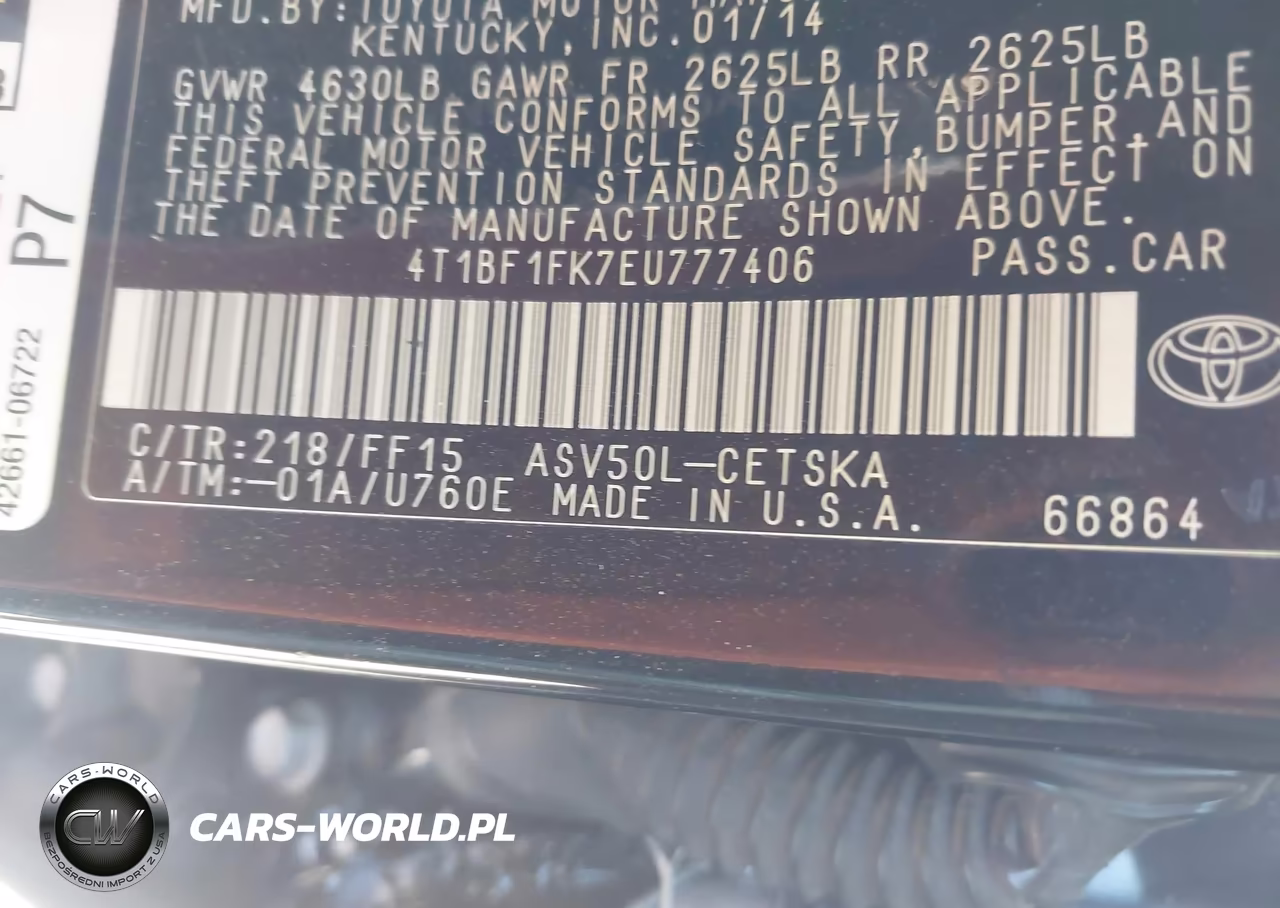 2014 Toyota Camry Se VIN:4T1BF1FK7EU777406 - 9