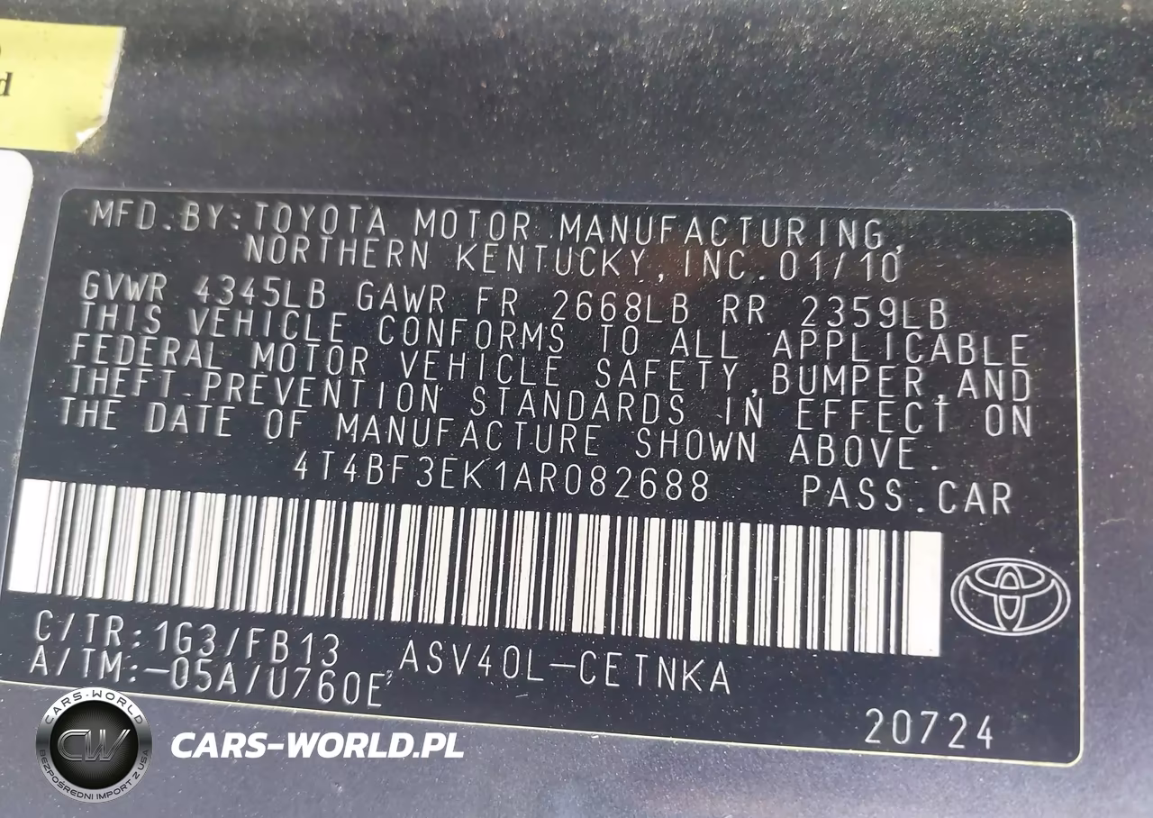 2010 Toyota Camry Le VIN:4T4BF3EK1AR082688 - 9