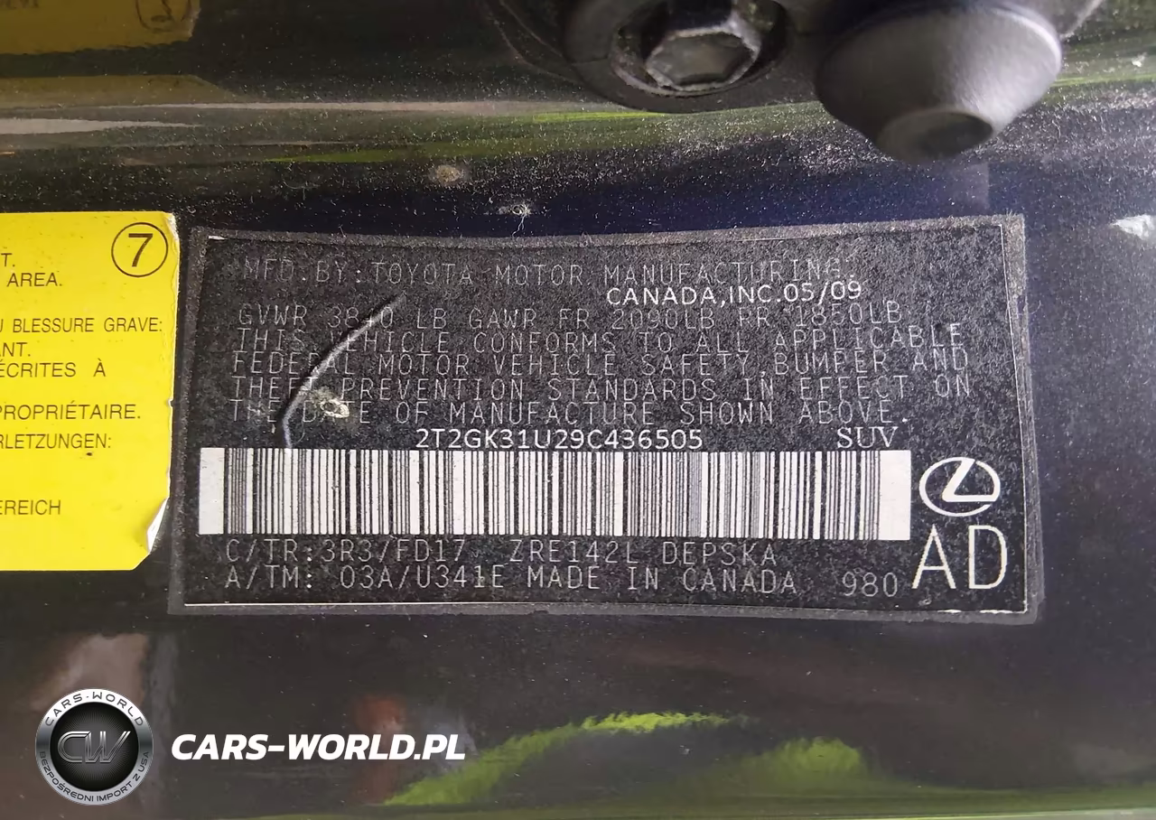 2009 Lexus Rx 350 VIN:2T2GK31U29C436505 - 9