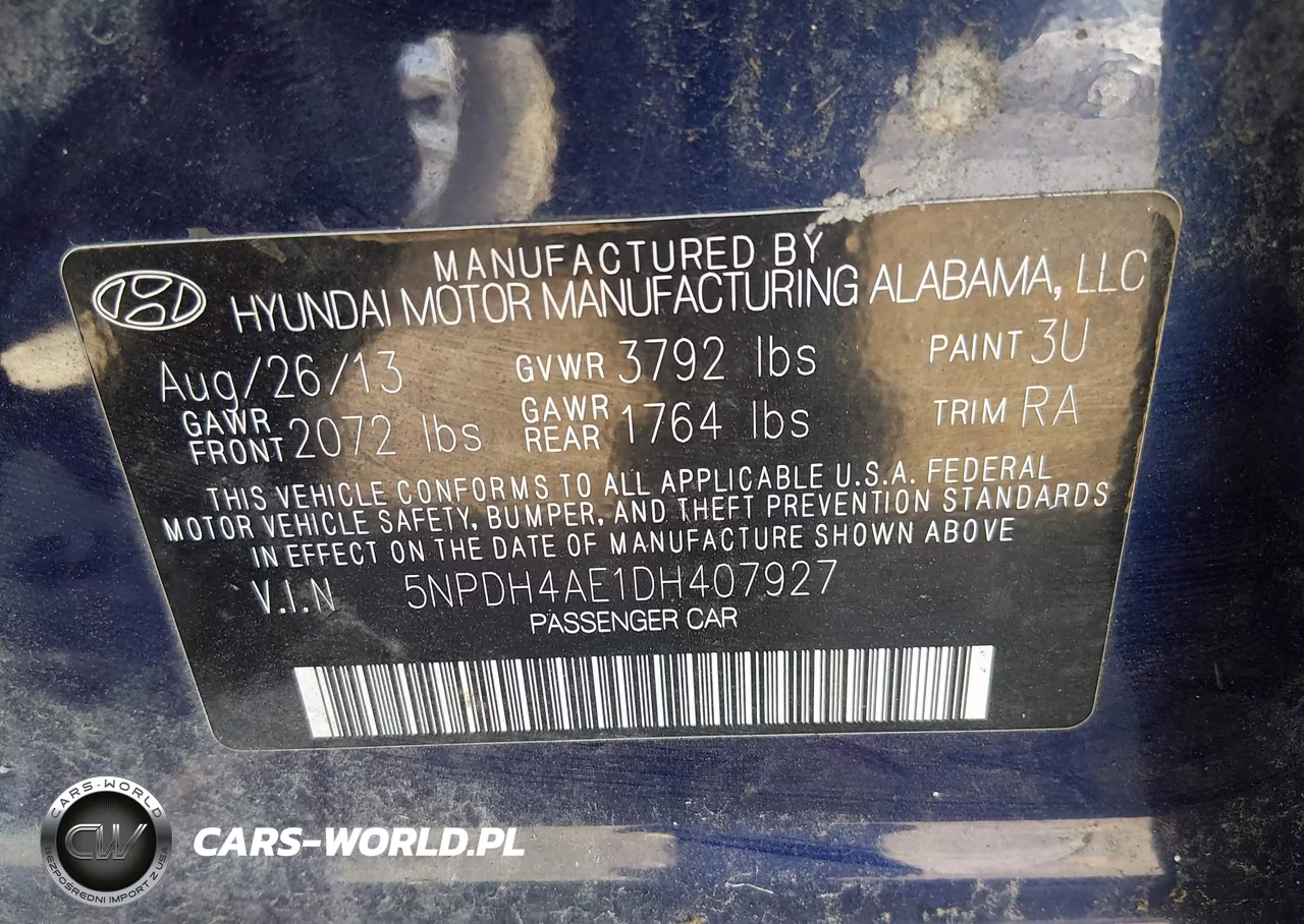 2013 Hyundai Elantra Gls VIN:5NPDH4AE1DH407927 - 9