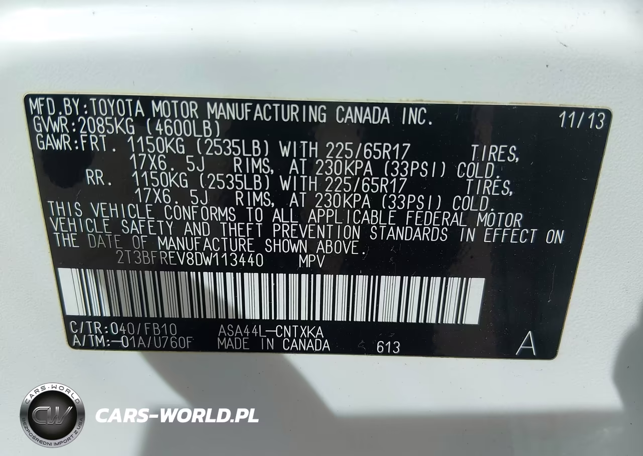 2013 Toyota Rav4 Le VIN:2T3BFREV8DW113440 - 9
