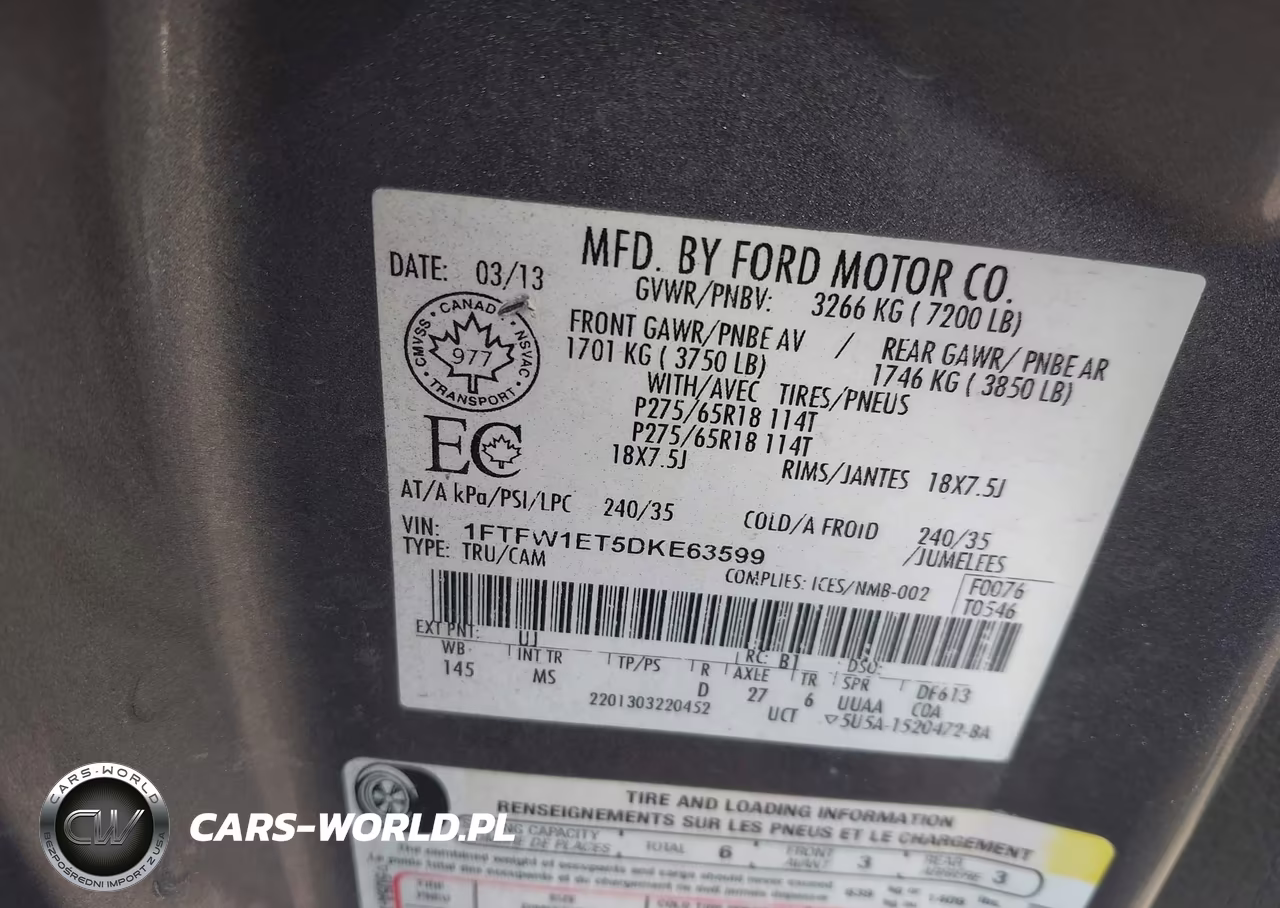 2013 Ford F-150 Xlt VIN:1FTFW1ET5DKE63599 - 9