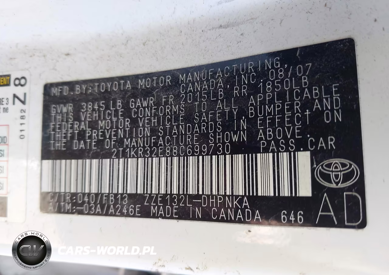 2008 Toyota Matrix Xr VIN:2T1KR32E88C699730 - 9