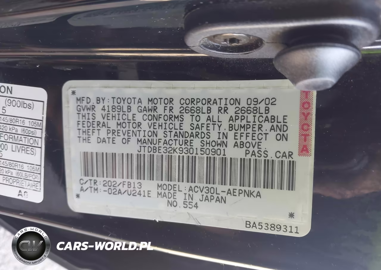 2003 Toyota Camry Le VIN:JTDBE32K930150901 - 9