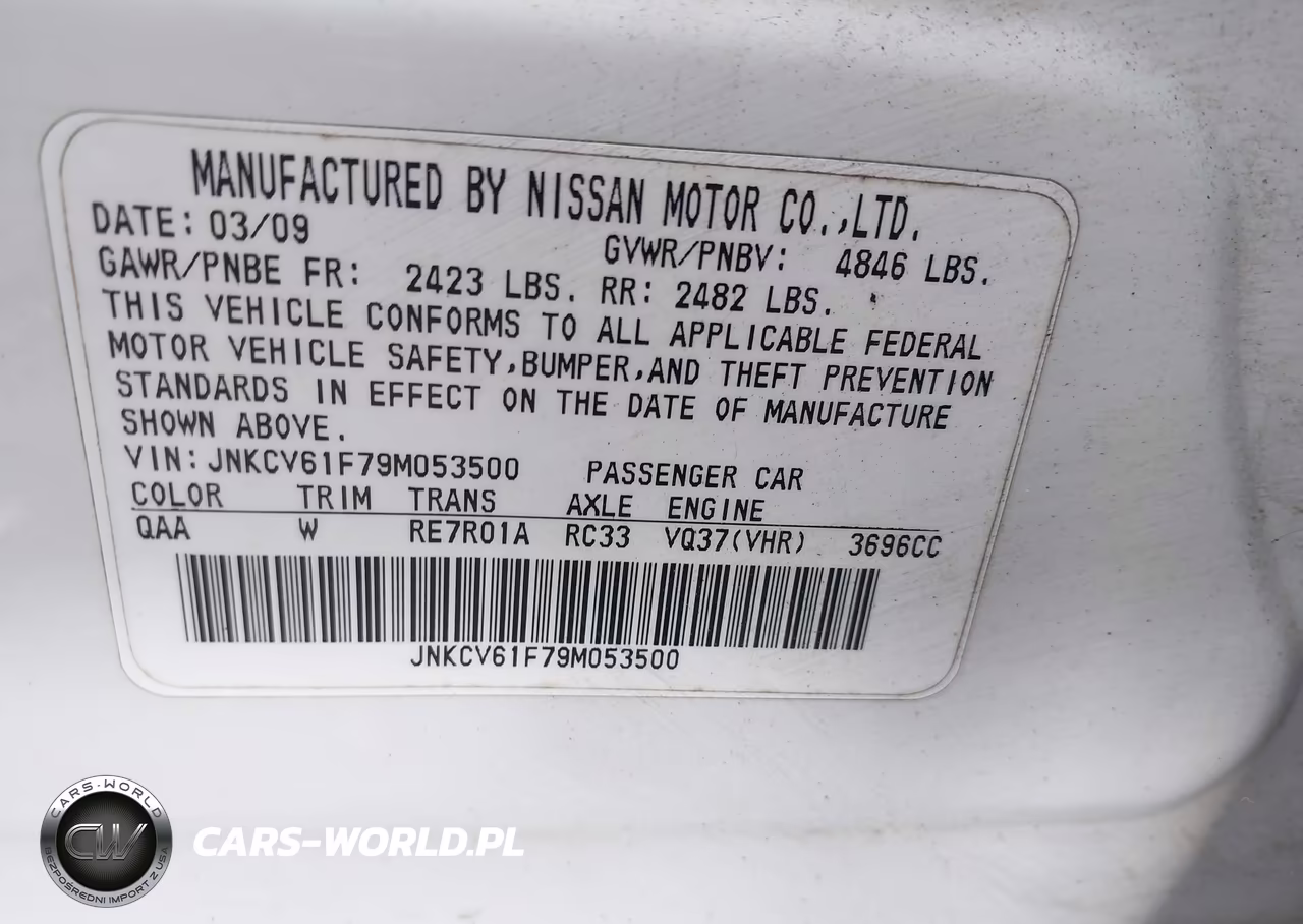 2009 Infiniti G37X VIN:JNKCV61F79M053500 - 9