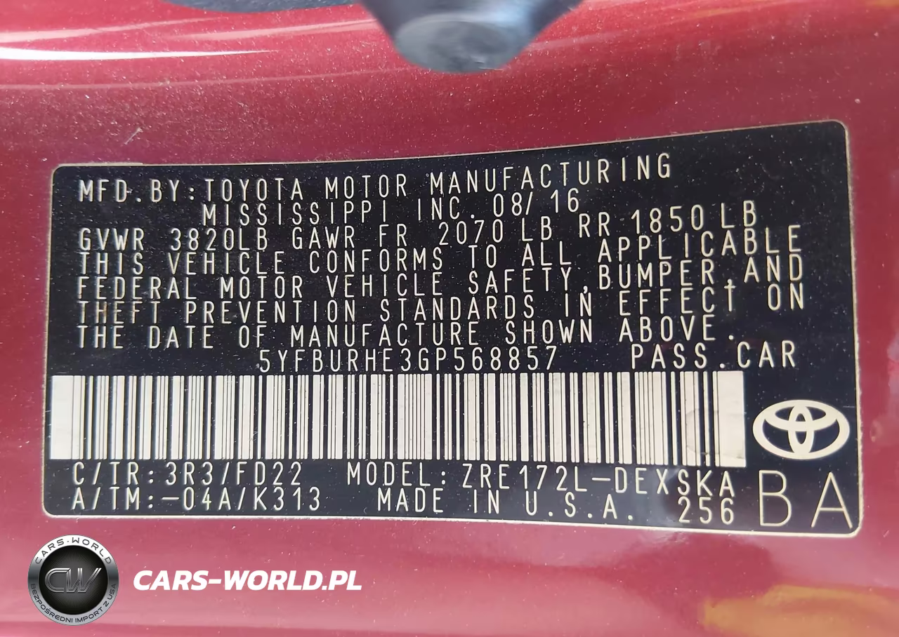 2016 Toyota Corolla S Plus VIN:5YFBURHE3GP568857 - 9