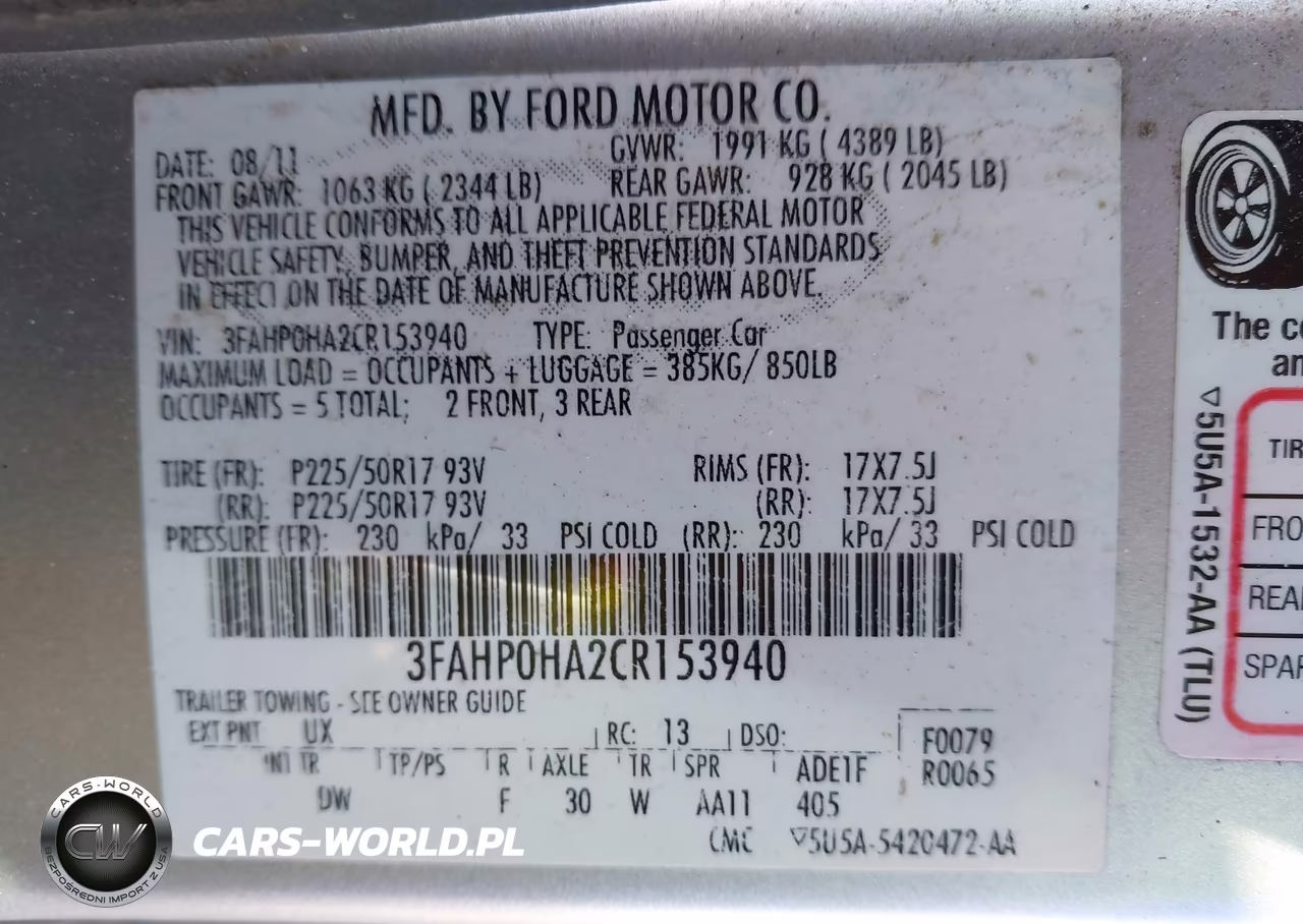 2012 Ford Fusion Se VIN:3FAHP0HA2CR153940 - 9