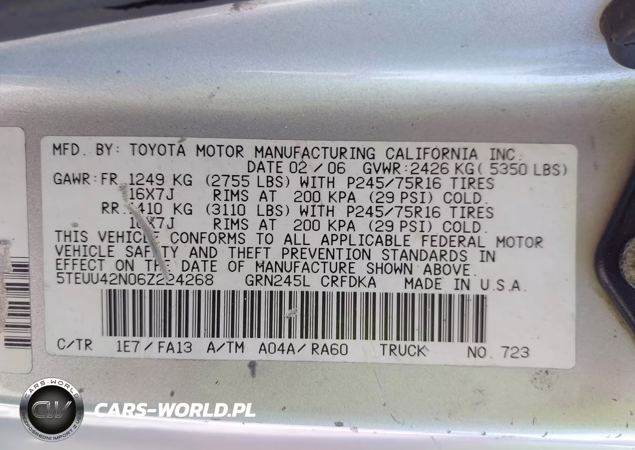 2006 Toyota Tacoma Base V6 VIN:5TEUU42N06Z224268 - 9