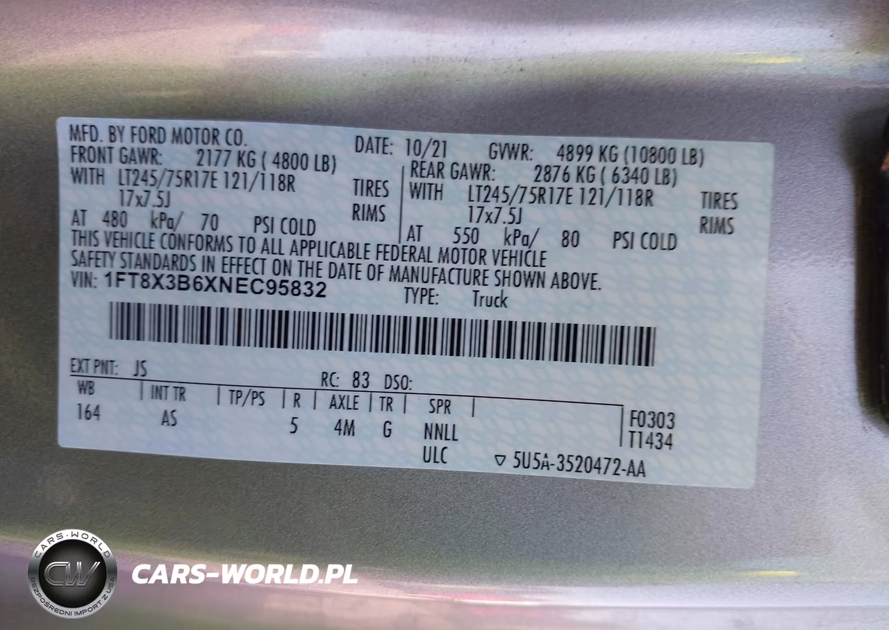 2022 Ford F-350 Xl VIN:1FT8X3B6XNEC95832 - 9