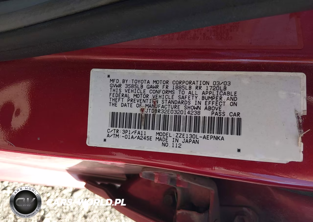 2003 Toyota Corolla Le VIN:JTDBR32E032014238 - 9