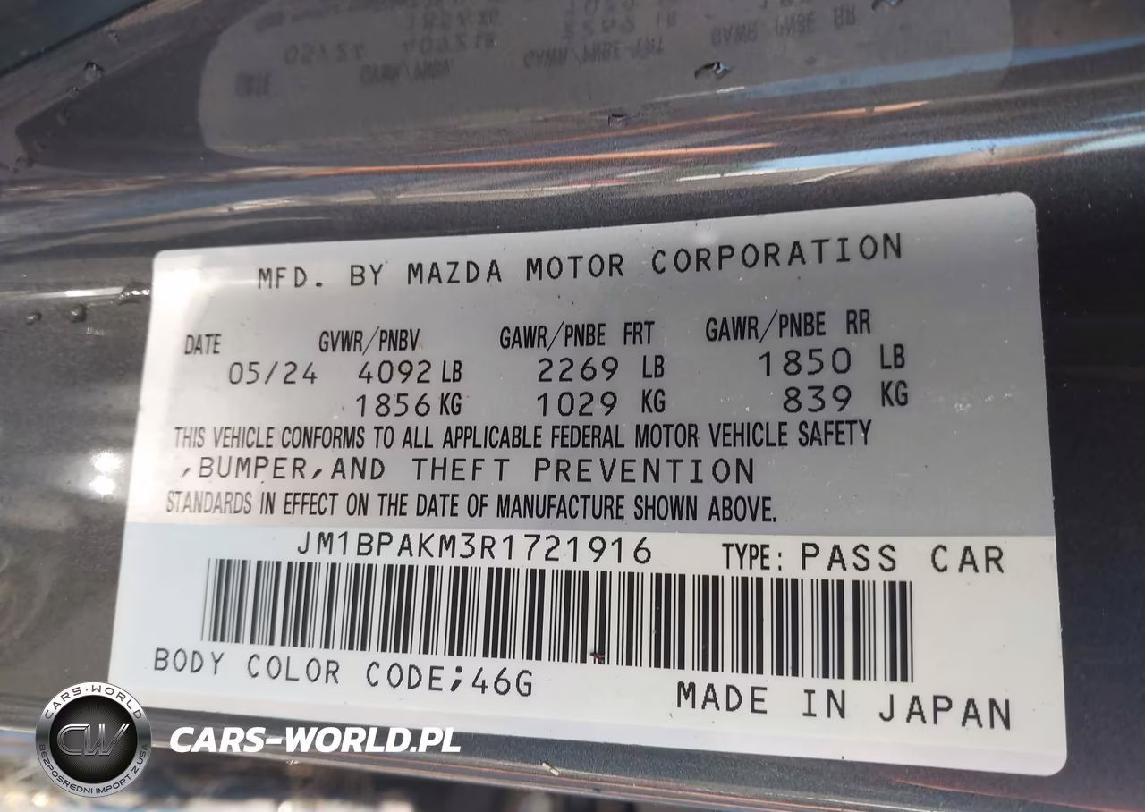 2024 Mazda Mazda3 2.5 S Select Sport VIN:JM1BPAKM3R1721916 - 9