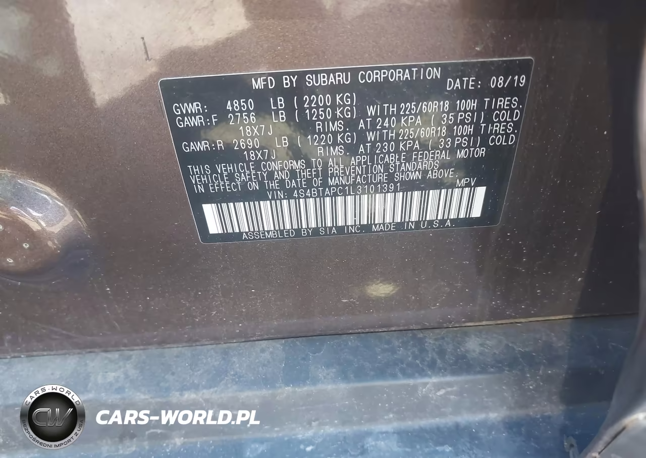 2020 Subaru Outback Touring VIN:4S4BTAPC1L3101391 - 9