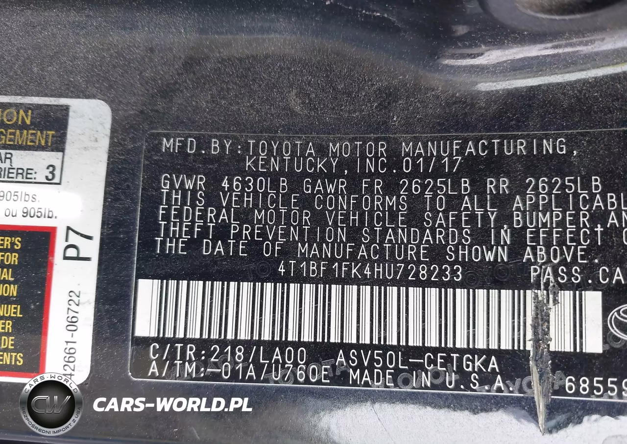 2017 Toyota Camry Xle VIN:4T1BF1FK4HU728233 - 9
