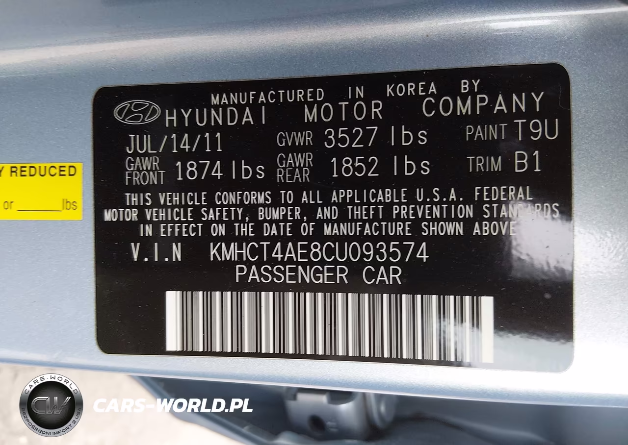 2012 Hyundai Accent Gls VIN:KMHCT4AE8CU093574 - 9