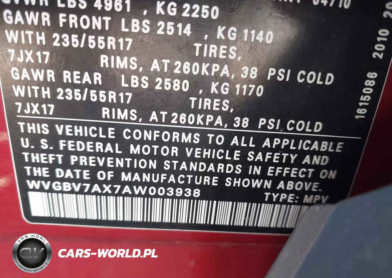 2010 Volkswagen Tiguan Wolfsburg Edition VIN:WVGBV7AX7AW003938 - 9