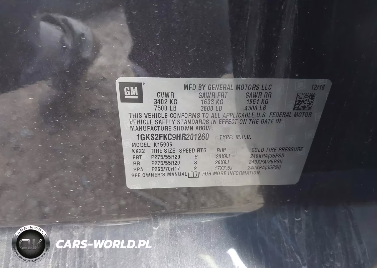 2017 GMC Yukon Xl Sle VIN:1GKS2FKC9HR201260 - 9