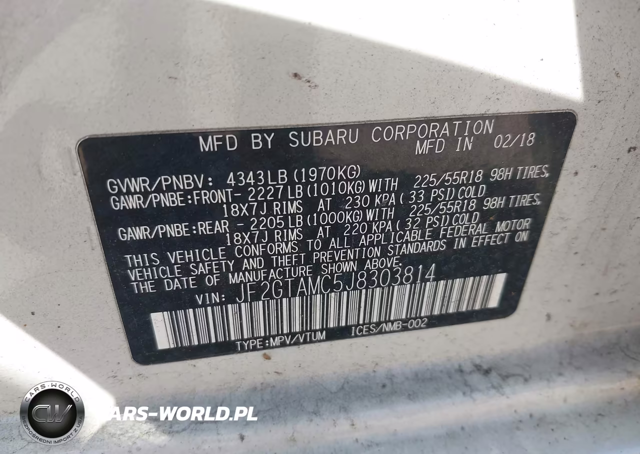 2018 Subaru Crosstrek 2.0I Limited VIN:JF2GTAMC5J8303814 - 9