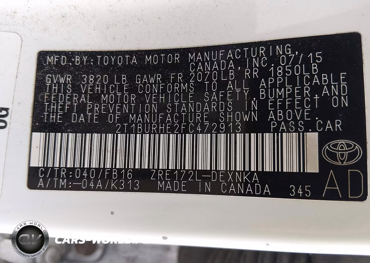 2015 Toyota Corolla Le VIN:2T1BURHE2FC472913 - 9