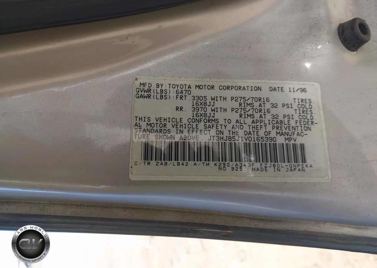 1997 Toyota Land Cruiser VIN:JT3HJ85J1V0165390 - 9