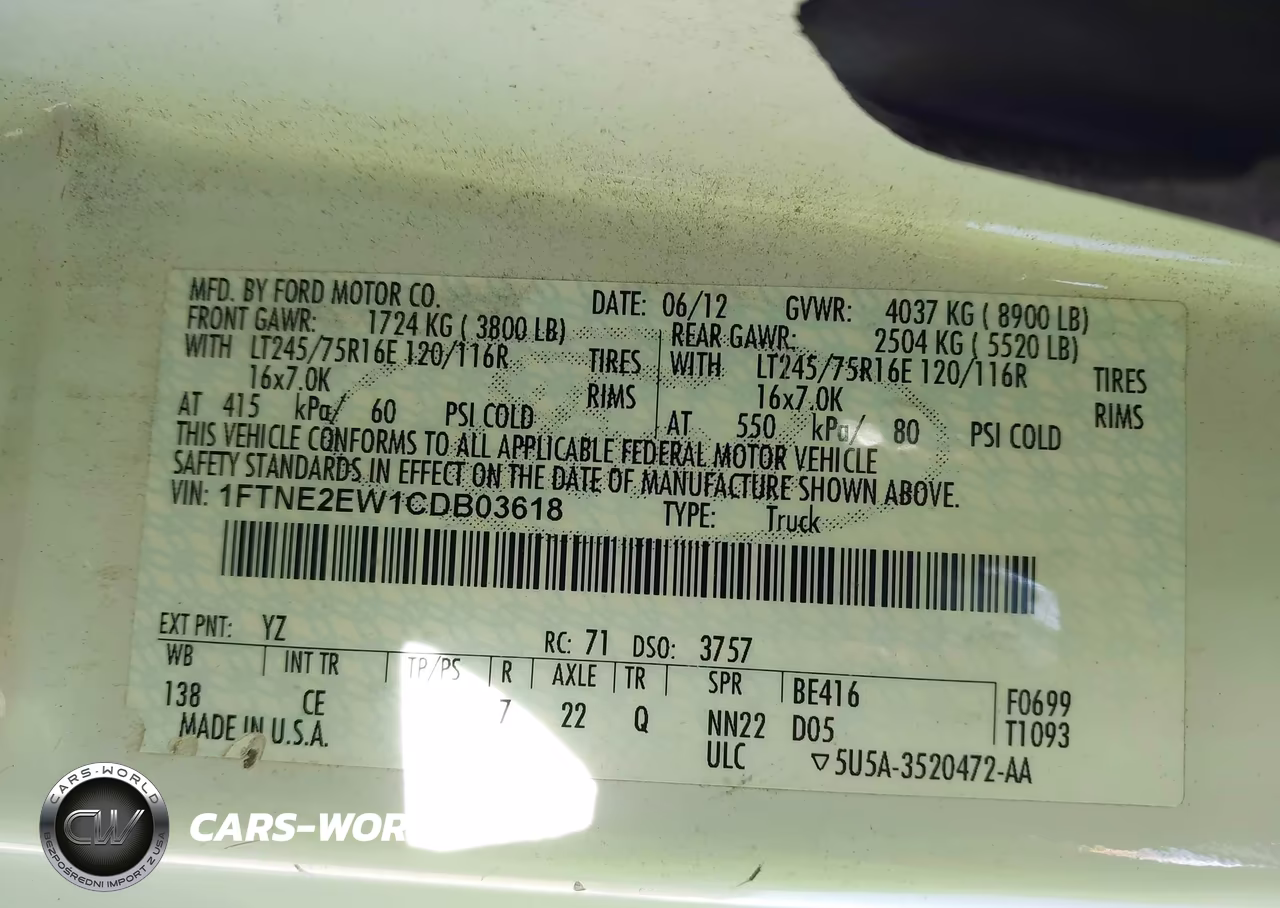 2012 Ford E-250 Commercial VIN:1FTNE2EW1CDB03618 - 9