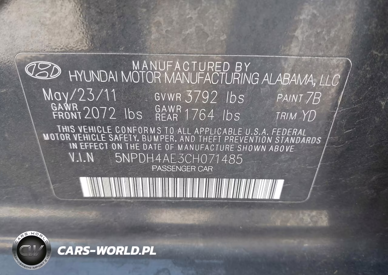 2012 Hyundai Elantra Gls VIN:5NPDH4AE3CH071485 - 8
