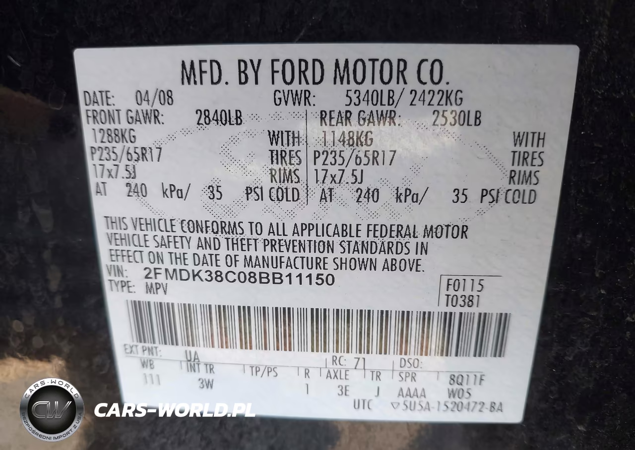 2008 Ford Edge Sel VIN:2FMDK38C08BB11150 - 9