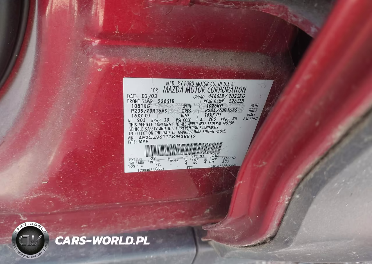 2003 Mazda Tribute Es V6 VIN:4F2CZ96133KM38849 - 9