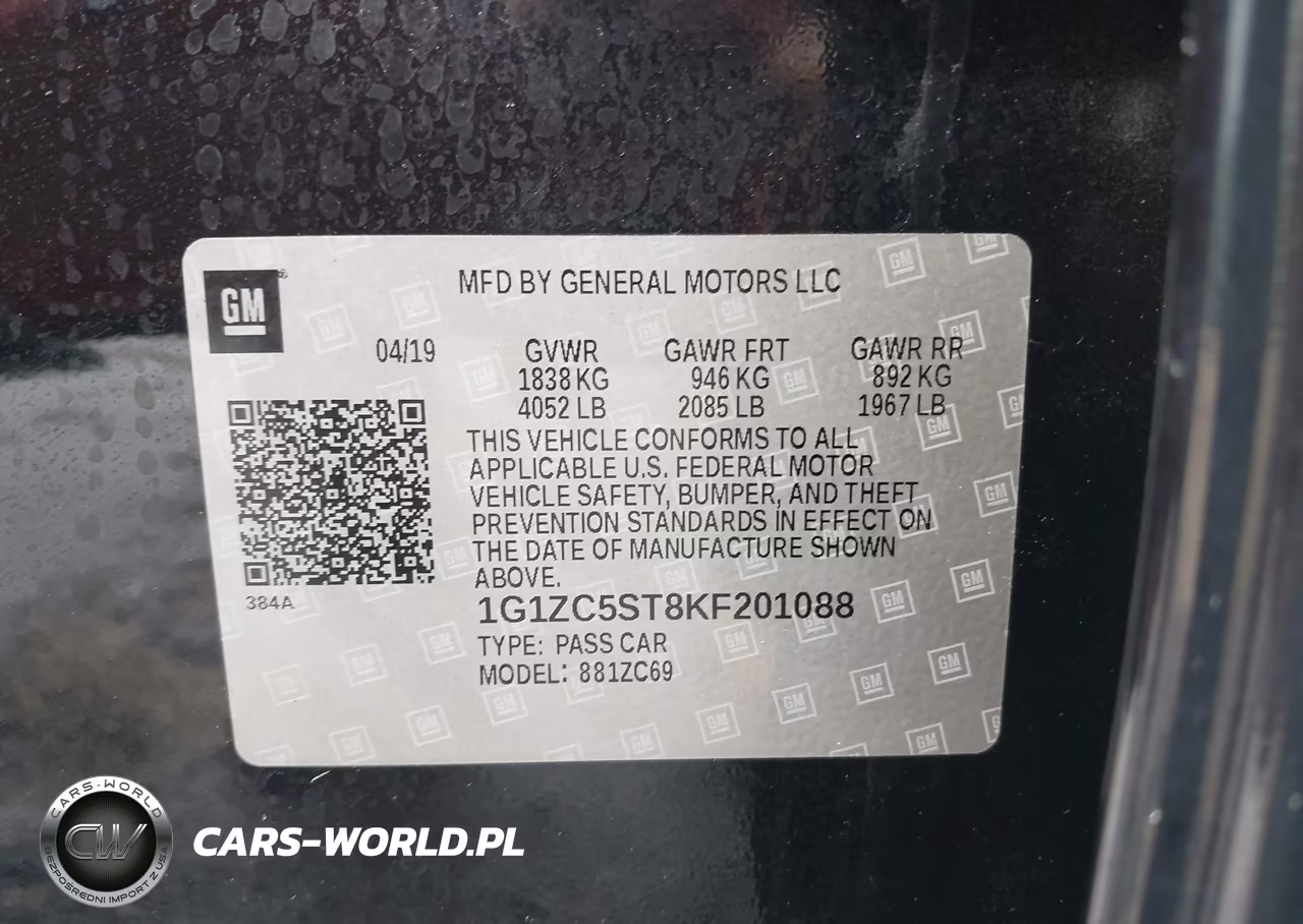 2019 Chevrolet Malibu 1Fl VIN:1G1ZC5ST8KF201088 - 9