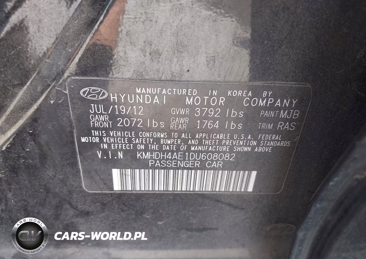 2013 Hyundai Elantra Gls VIN:KMHDH4AE1DU608082 - 9