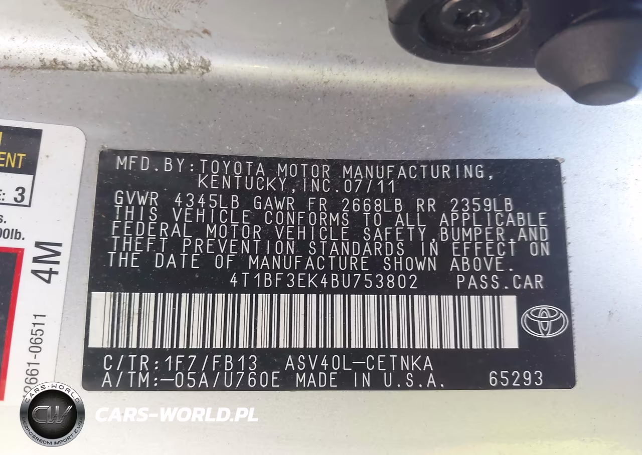 2011 Toyota Camry Le VIN:4T1BF3EK4BU753802 - 9
