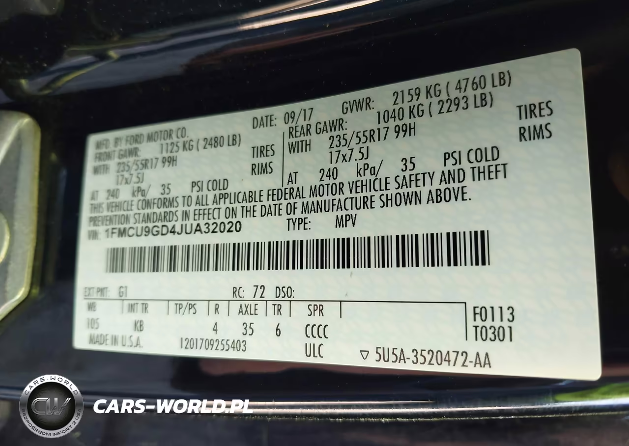 2018 Ford Escape Se VIN:1FMCU9GD4JUA32020 - 9