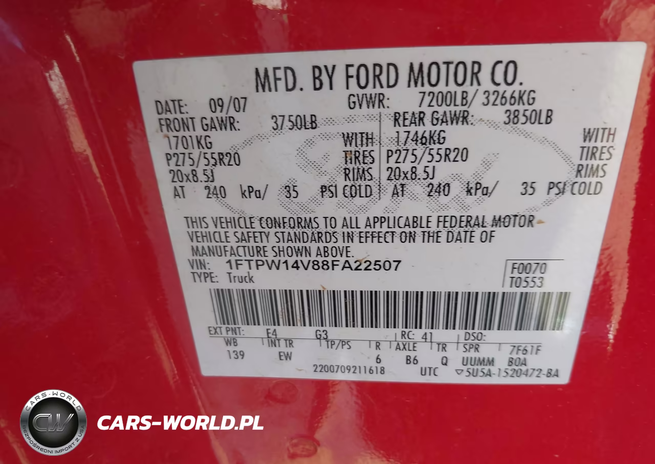2008 Ford F-150 Lariat VIN:1FTPW14V88FA22507 - 9