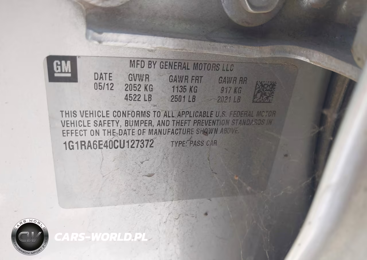 2012 Chevrolet Volt VIN:1G1RA6E40CU127372 - 9