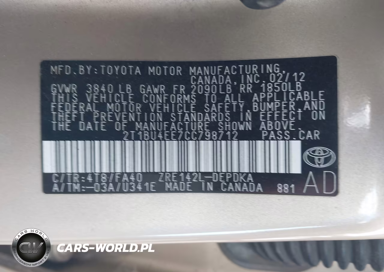 2012 Toyota Corolla L VIN:2T1BU4EE7CC798712 - 9