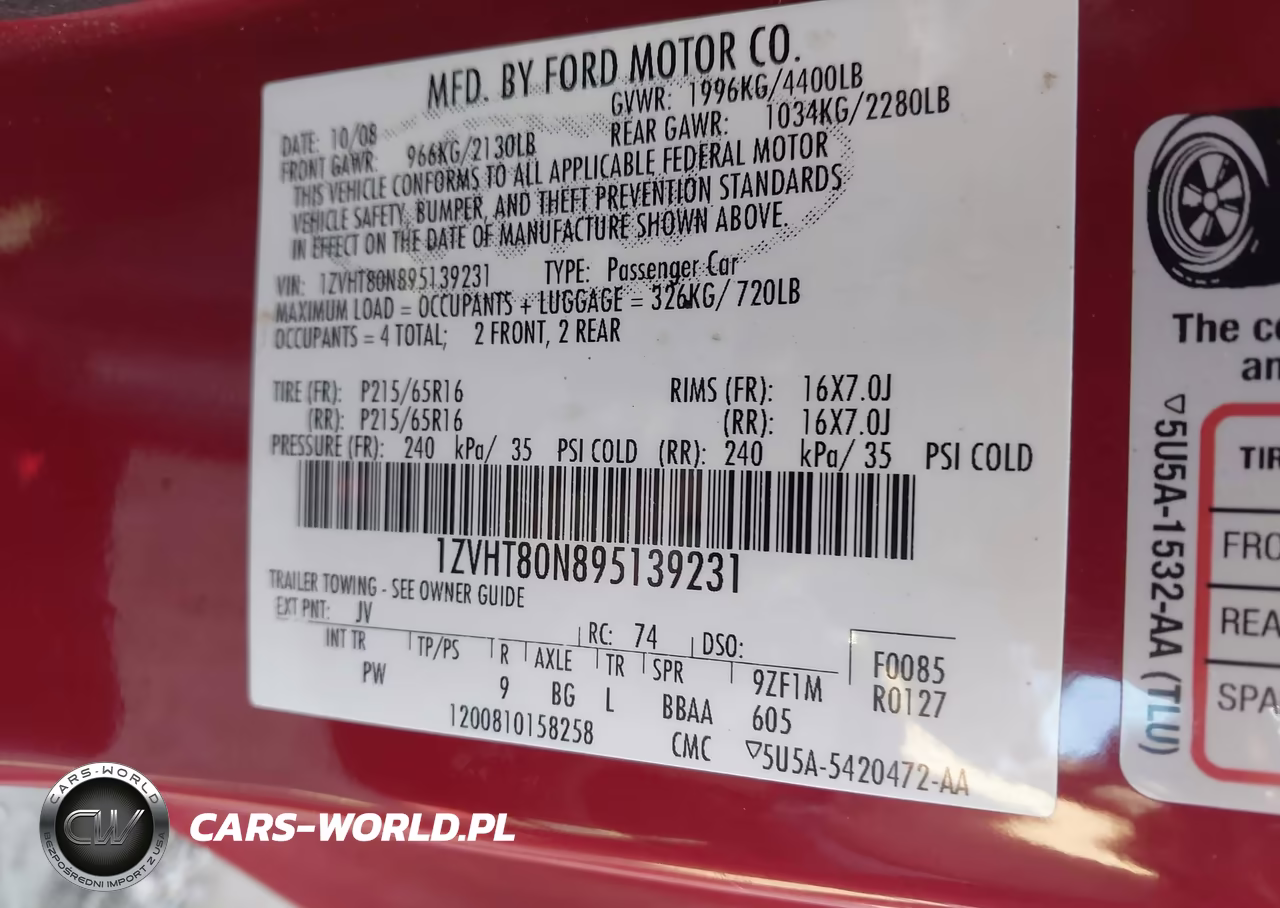 2009 Ford Mustang V6-V6 Premium VIN:1ZVHT80N895139231 - 9