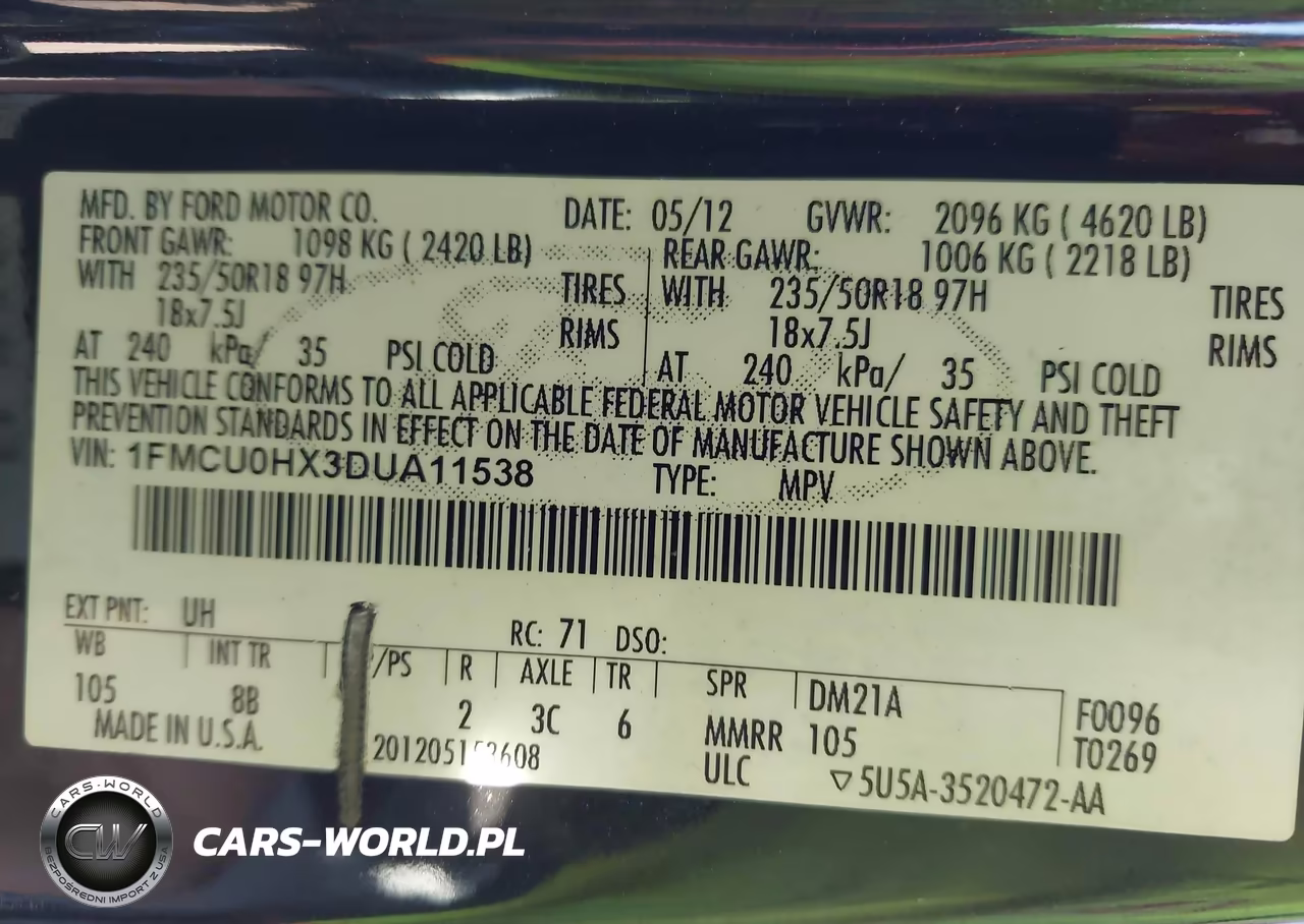 2013 Ford Escape Sel VIN:1FMCU0HX3DUA11538 - 9