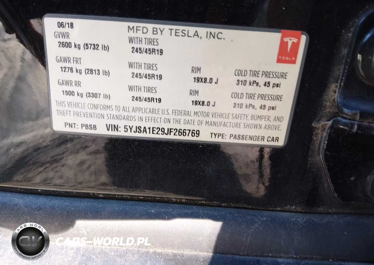 2018 Tesla Model S 100D-75D-P100D VIN:5YJSA1E29JF266769 - 9