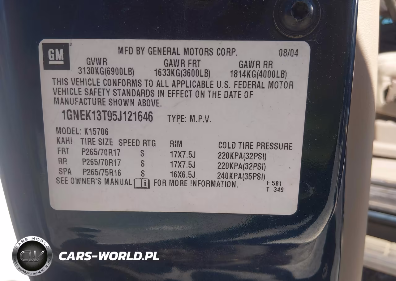 2005 Chevrolet Tahoe Lt VIN:1GNEK13T95J121646 - 9