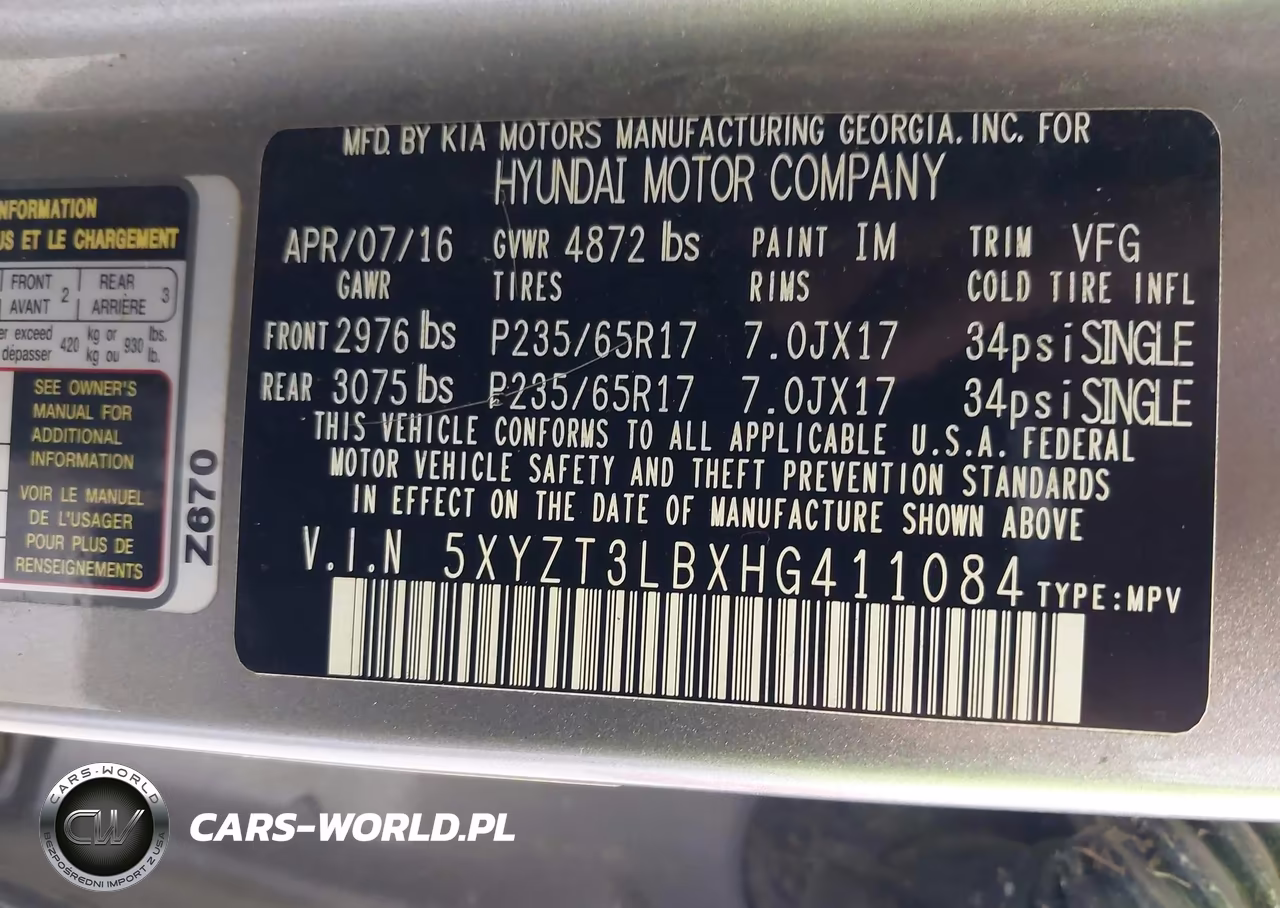 2017 Hyundai Santa Fe Sport 2.4L VIN:5XYZT3LBXHG411084 - 9