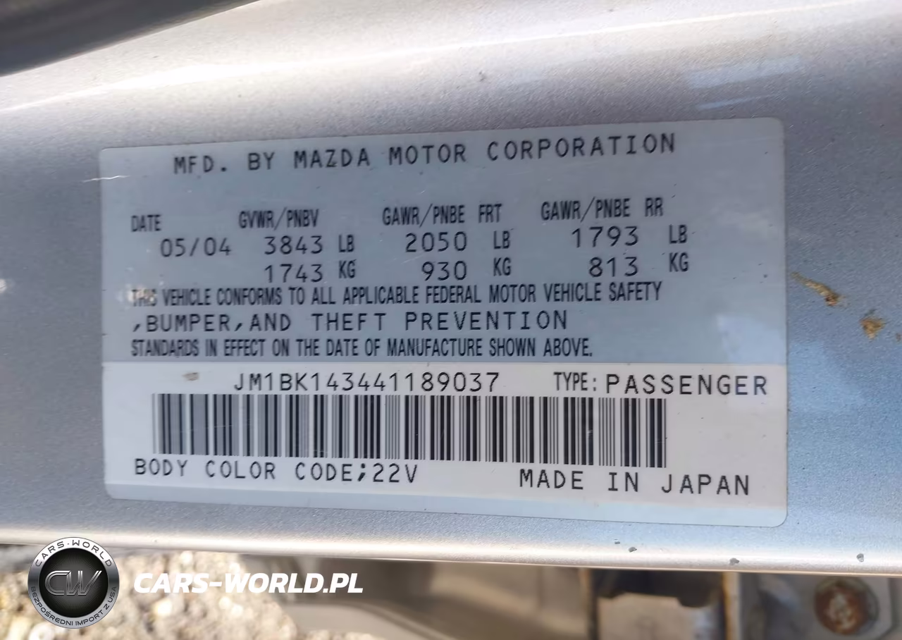2004 Mazda Mazda3 S VIN:JM1BK143441189037 - 9