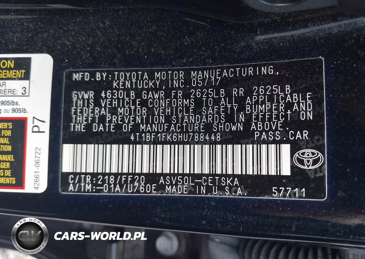 2017 Toyota Camry Se VIN:4T1BF1FK6HU788448 - 9