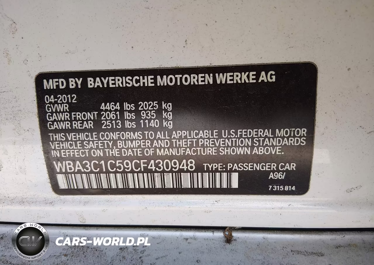 2012 BMW 328I VIN:WBA3C1C59CF430948 - 9