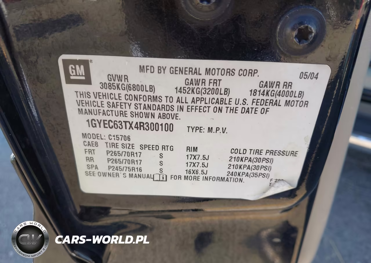 2004 Cadillac Escalade Standard VIN:1GYEC63TX4R300100 - 9