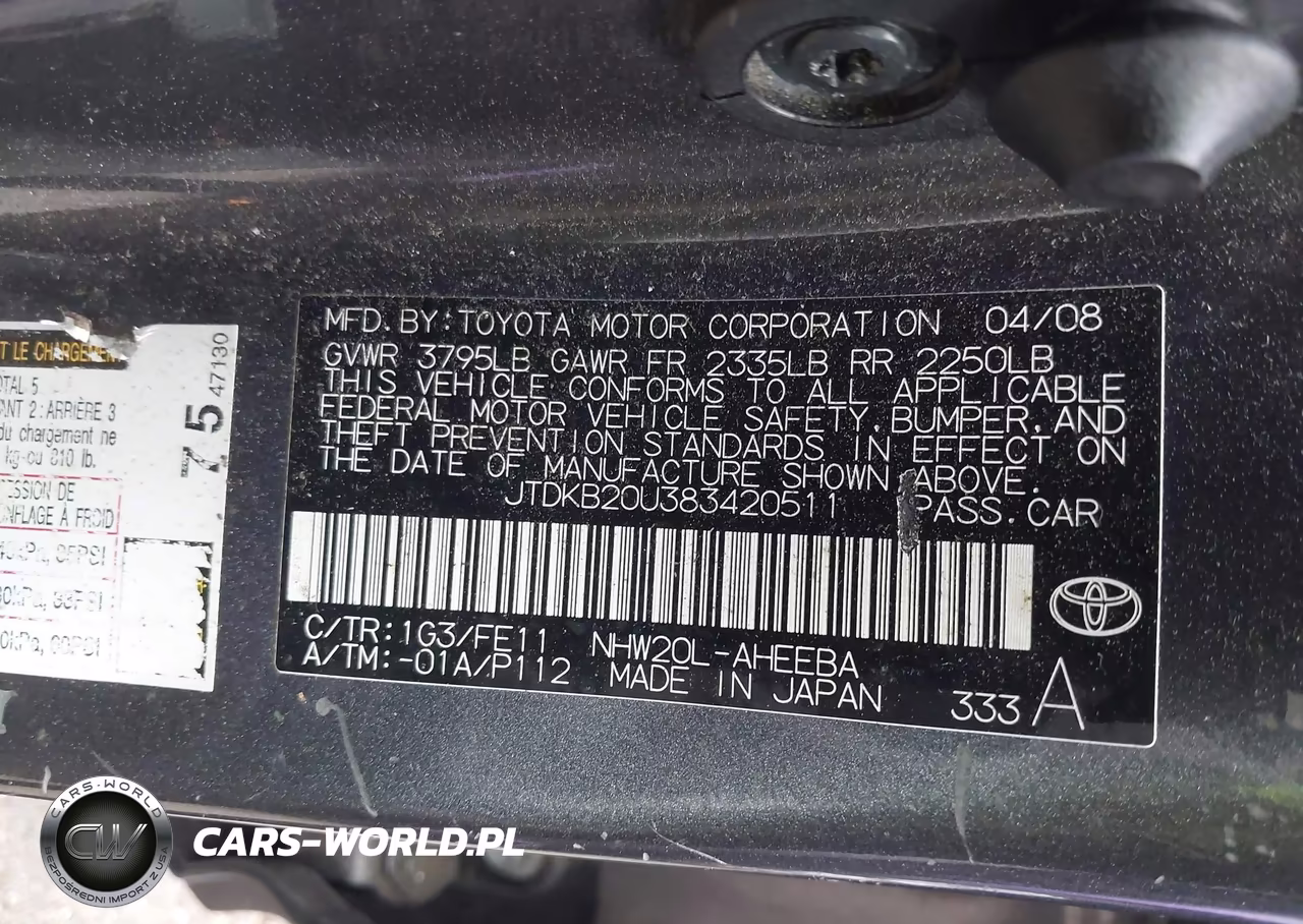 2008 Toyota Prius VIN:JTDKB20U383420511 - 9