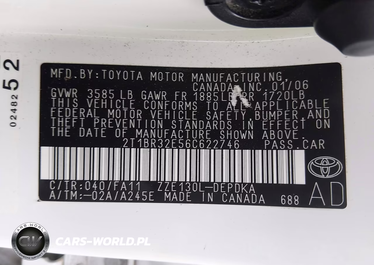 2006 Toyota Corolla Ce VIN:2T1BR32E56C622746 - 9