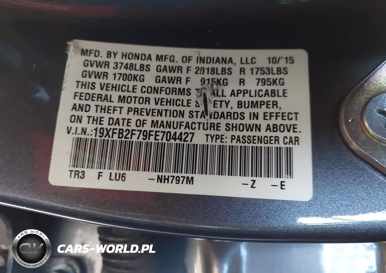 2015 Honda Civic Se VIN:19XFB2F79FE704427 - 9